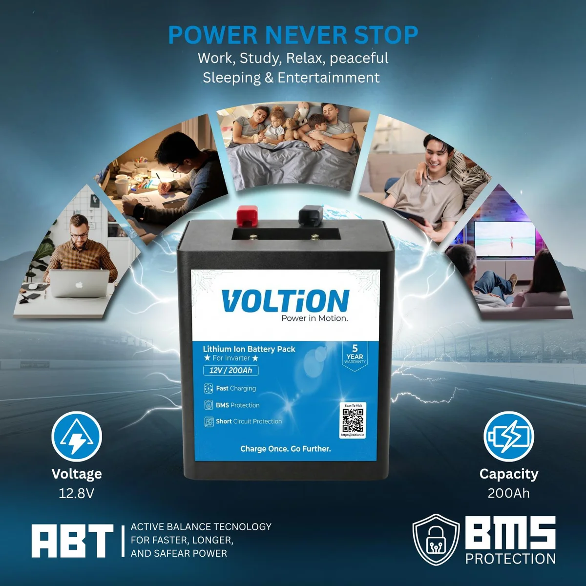 VOLTion 12V 200Ah LiFePO4 Lithium Battery for Inverter & Solar Energy Storage for Home/Office/Shop 5