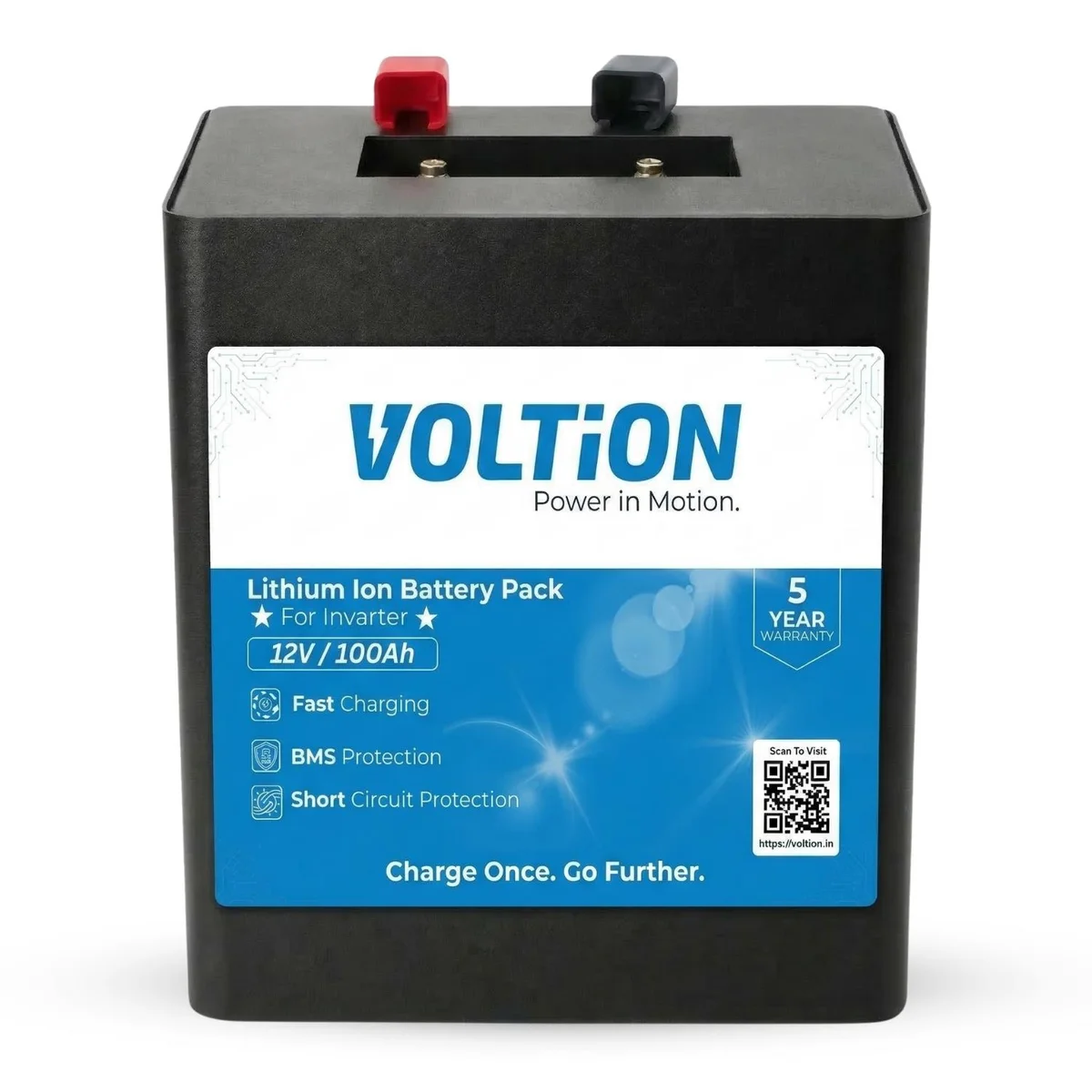 VOLTion 12V 100Ah LiFePO4 Lithium Battery for Inverter & Solar energy storage for Home/Office/Shop