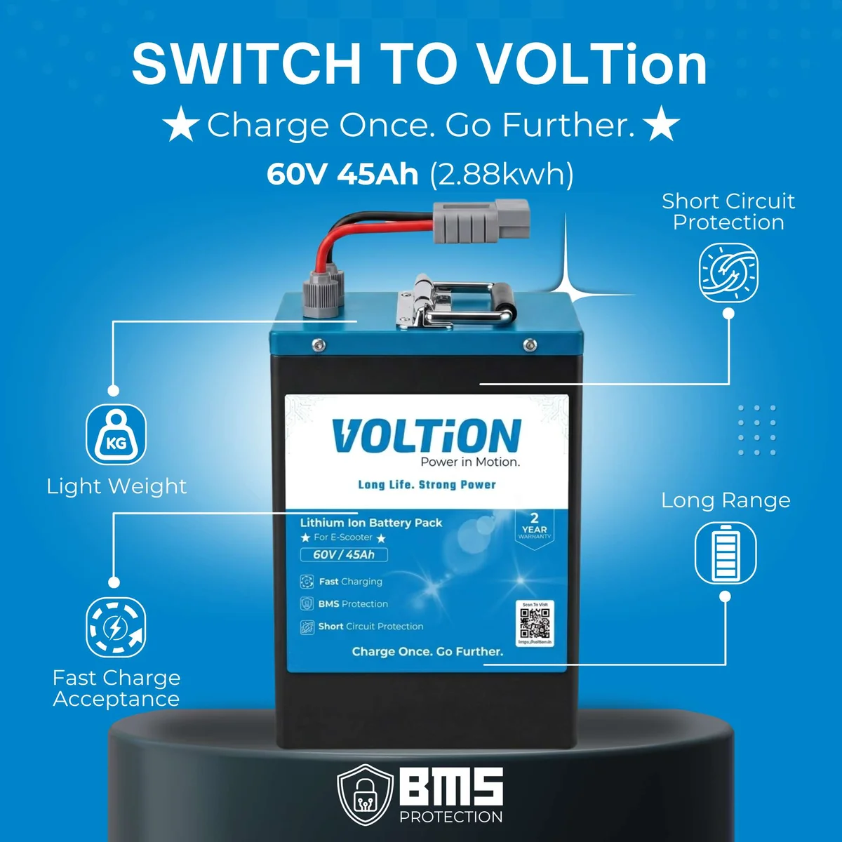 VOLTion 60V 45Ah LiFePO4 Lithium Battery for E-Scooter and EVs. 4