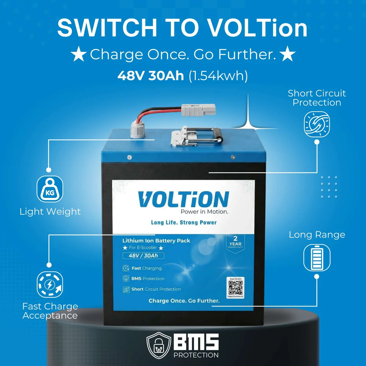 VOLTion 48V 30Ah LiFePO4 Lithium Battery for Electric Scooter and EVs. 3
