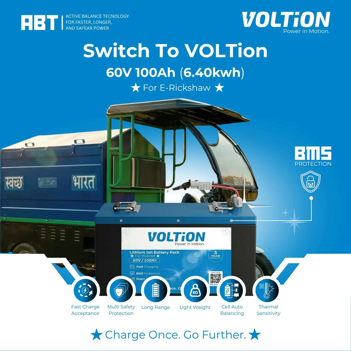VOLTion 60V 100Ah LiFePO4 Lithium Battery for E-Rickshaw and EVs. 6