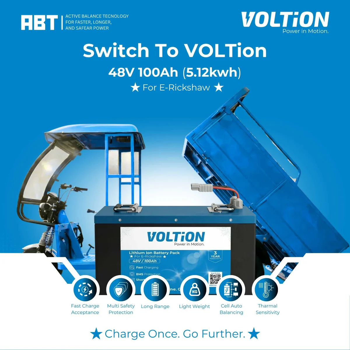 VOLTion 48V 100Ah LiFePO4 Lithium Battery for E-Rickshaw and EVs. 5