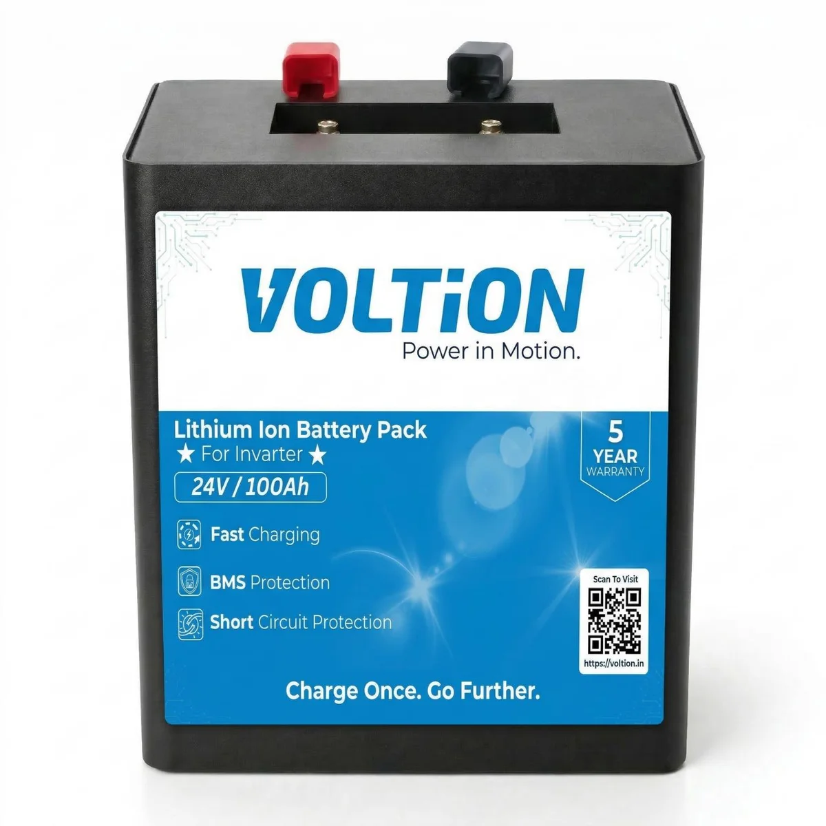 VOLTion 24V 100Ah LiFePO4 Lithium Battery for Inverter & Solar Energy Storage for Home/Office/Shop