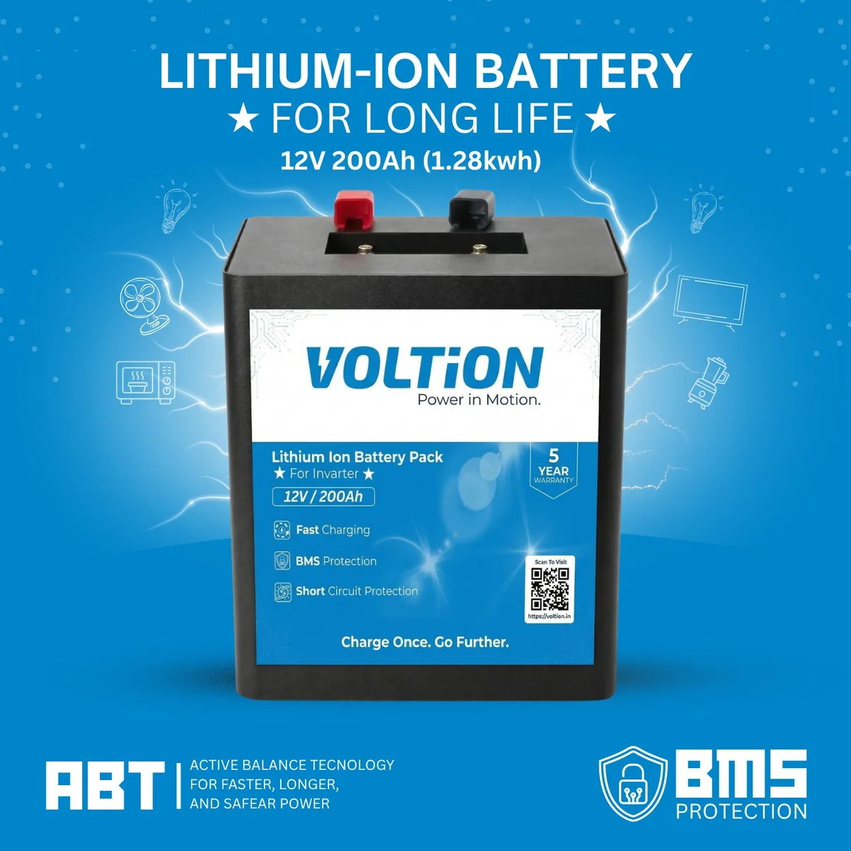 VOLTion 12V 200Ah LiFePO4 Lithium Battery for Inverter & Solar Energy Storage for Home/Office/Shop 2