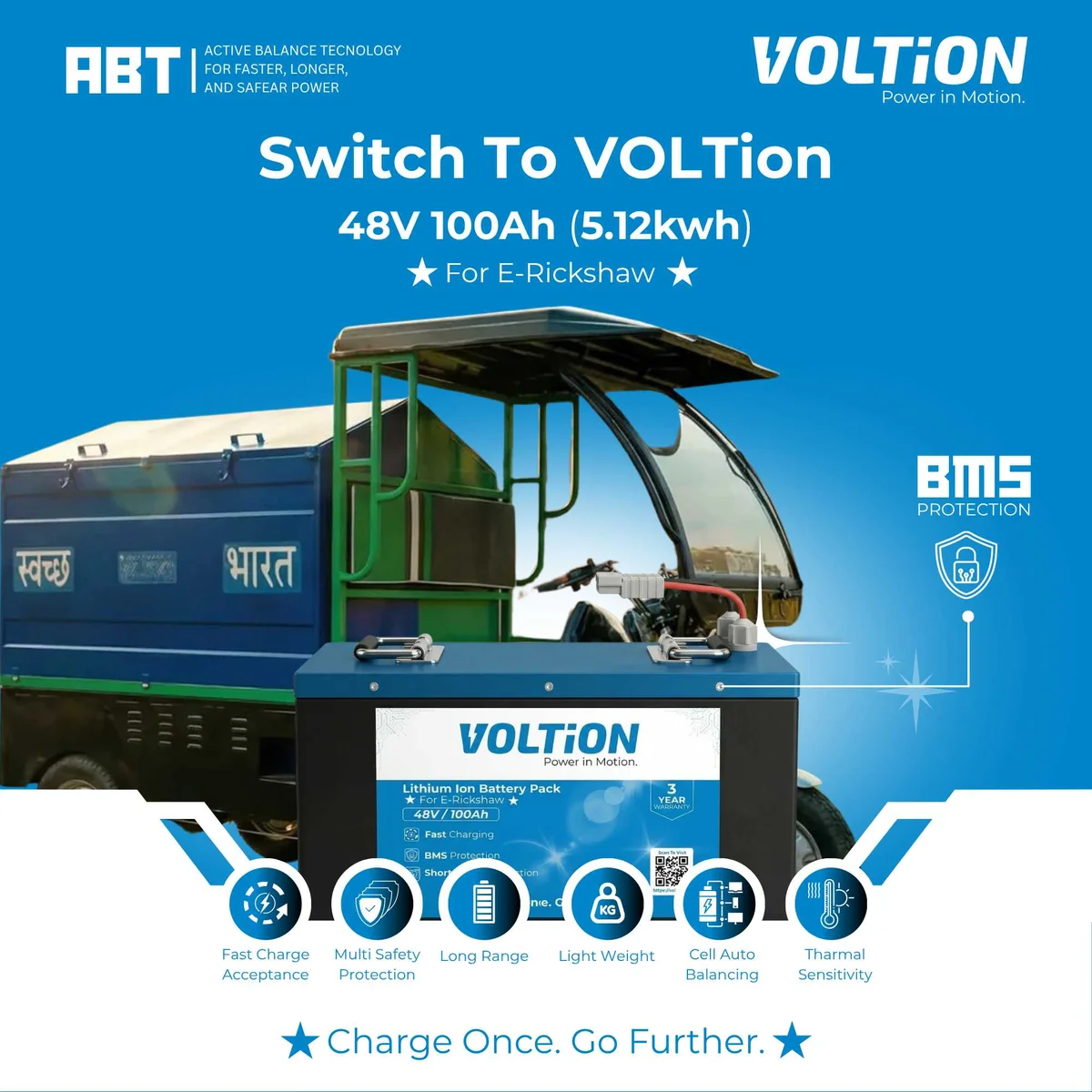 VOLTion 48V 100Ah LiFePO4 Lithium Battery for E-Rickshaw and EVs. 7