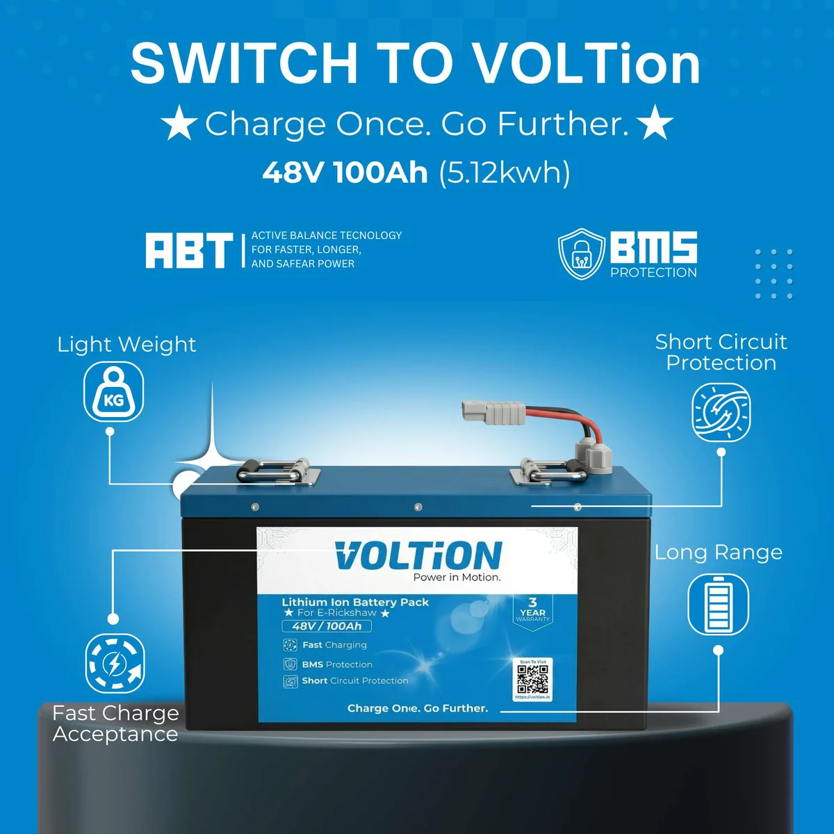 VOLTion 48V 100Ah LiFePO4 Lithium Battery for E-Rickshaw and EVs. 4