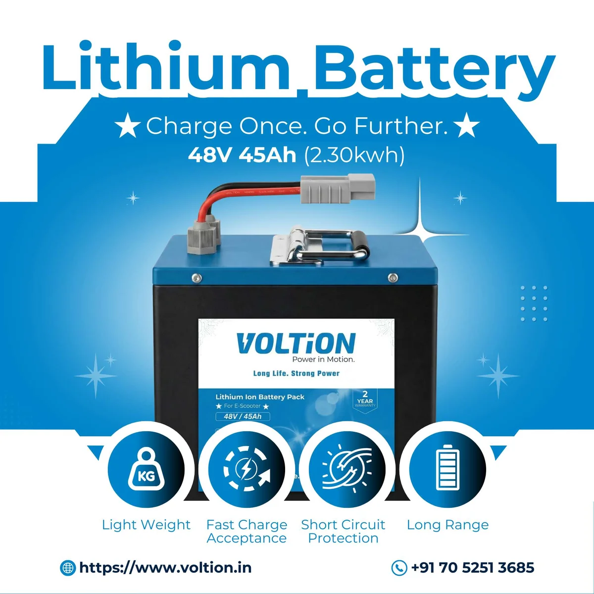 VOLTion 48V 45Ah LiFePO4 Lithium Battery for Electric Scooter and EVs. 5