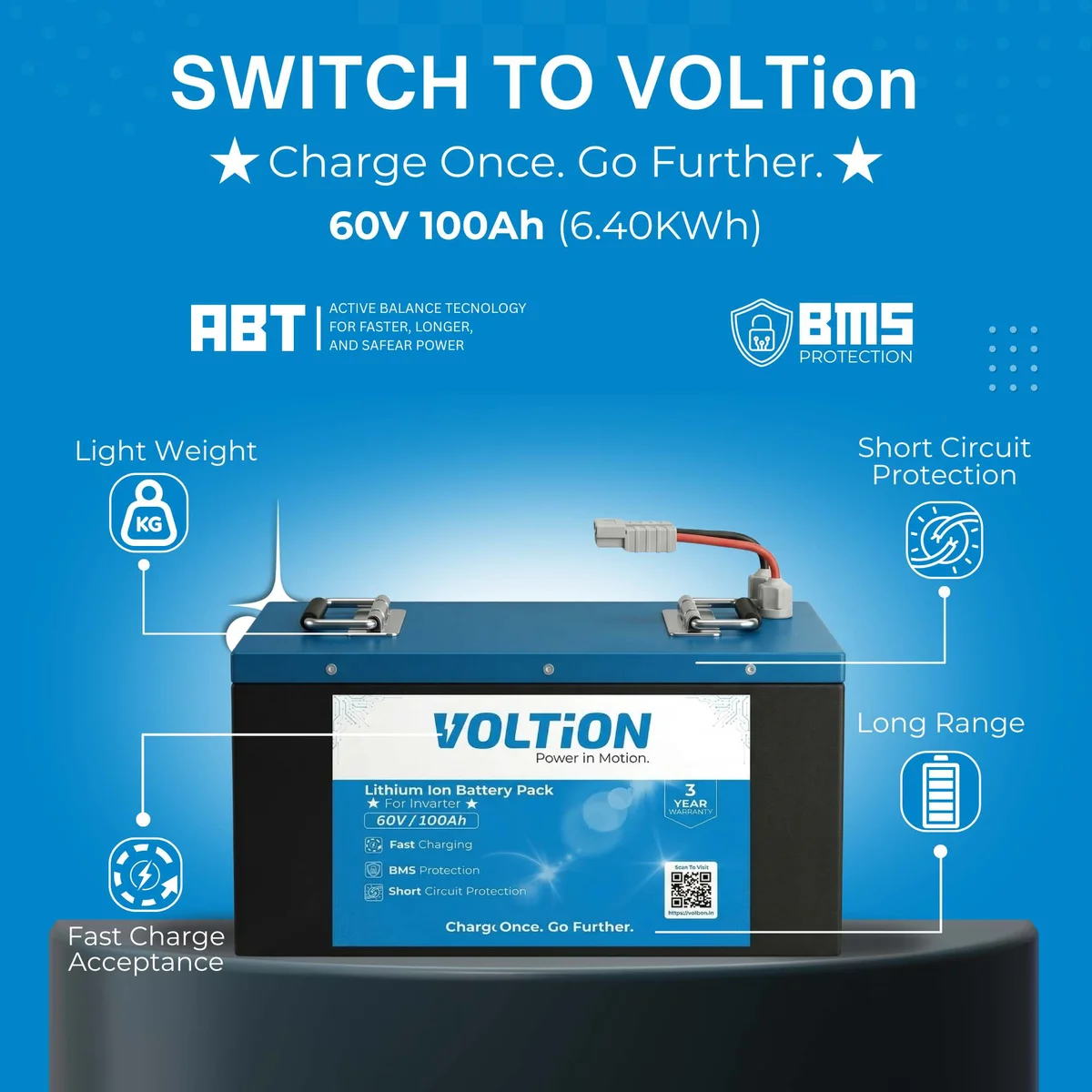 VOLTion 60V 100Ah LiFePO4 Lithium Battery for E-Rickshaw and EVs. 4
