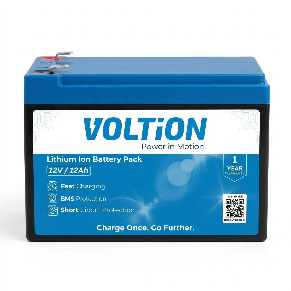 VOLTion 12V 12Ah LiFePO4 Lithium Battery for Agriculture Spray Pumps, Solar Lights, UPS, Toys, etc.