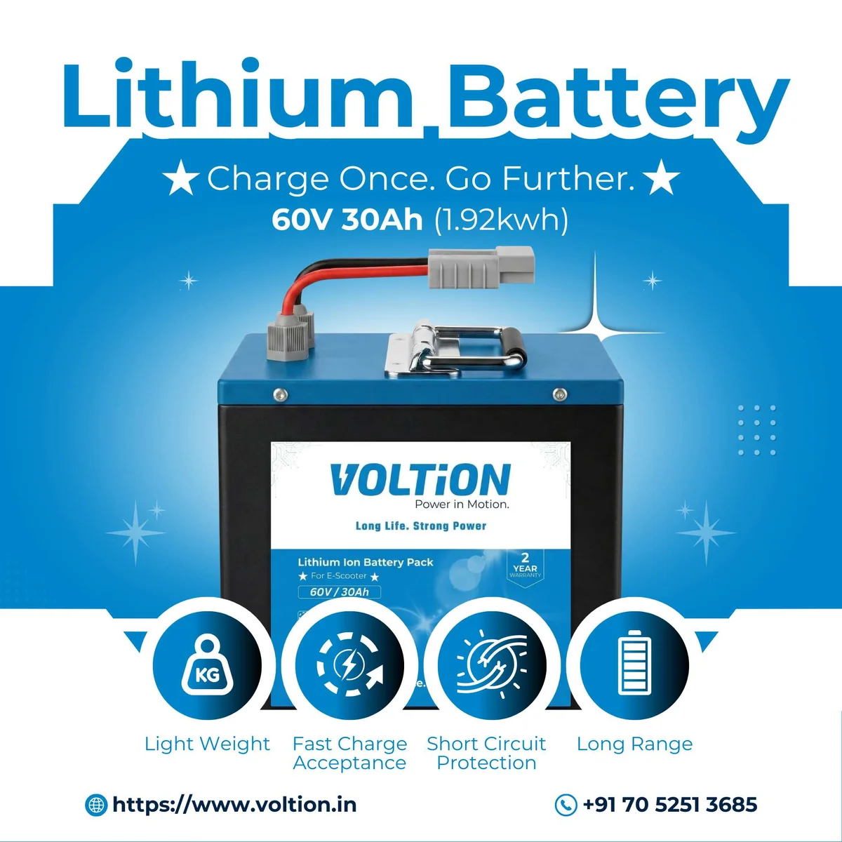 VOLTion 60V 30Ah LiFePO4 Lithium Battery for Electric Scooter and EVs. 5