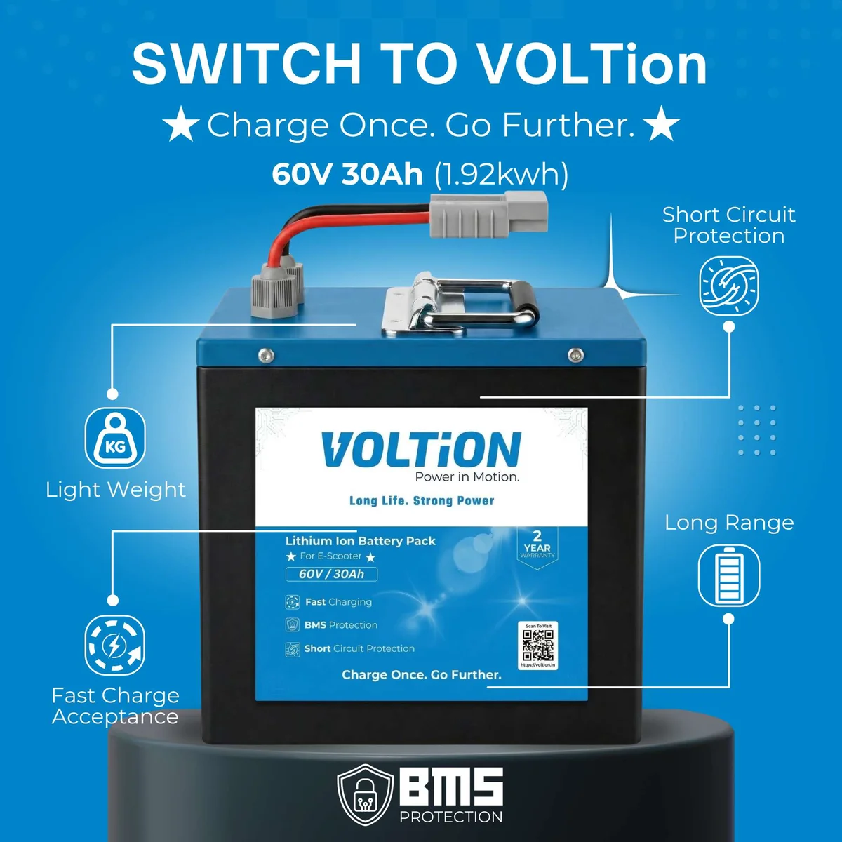 VOLTion 60V 30Ah LiFePO4 Lithium Battery for Electric Scooter and EVs. 4