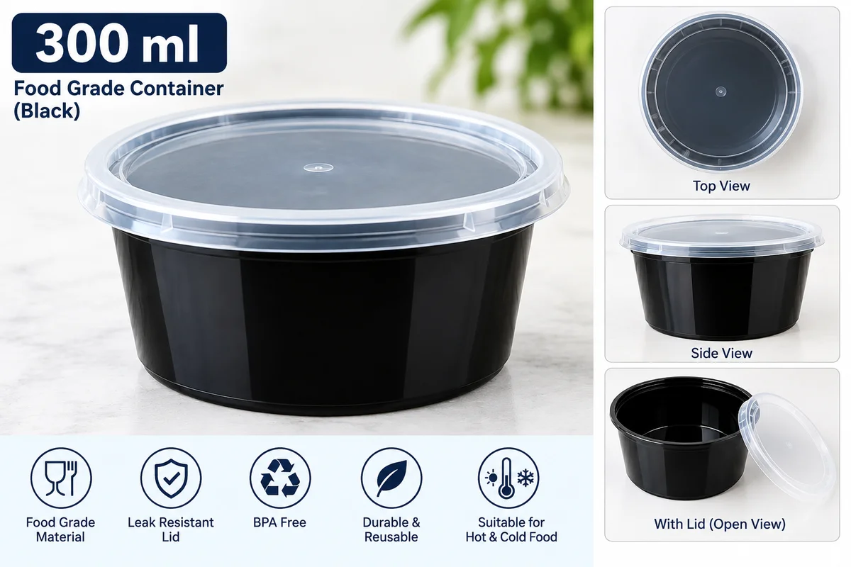 300 ml Food grade Container B/W X 50 pcs pack