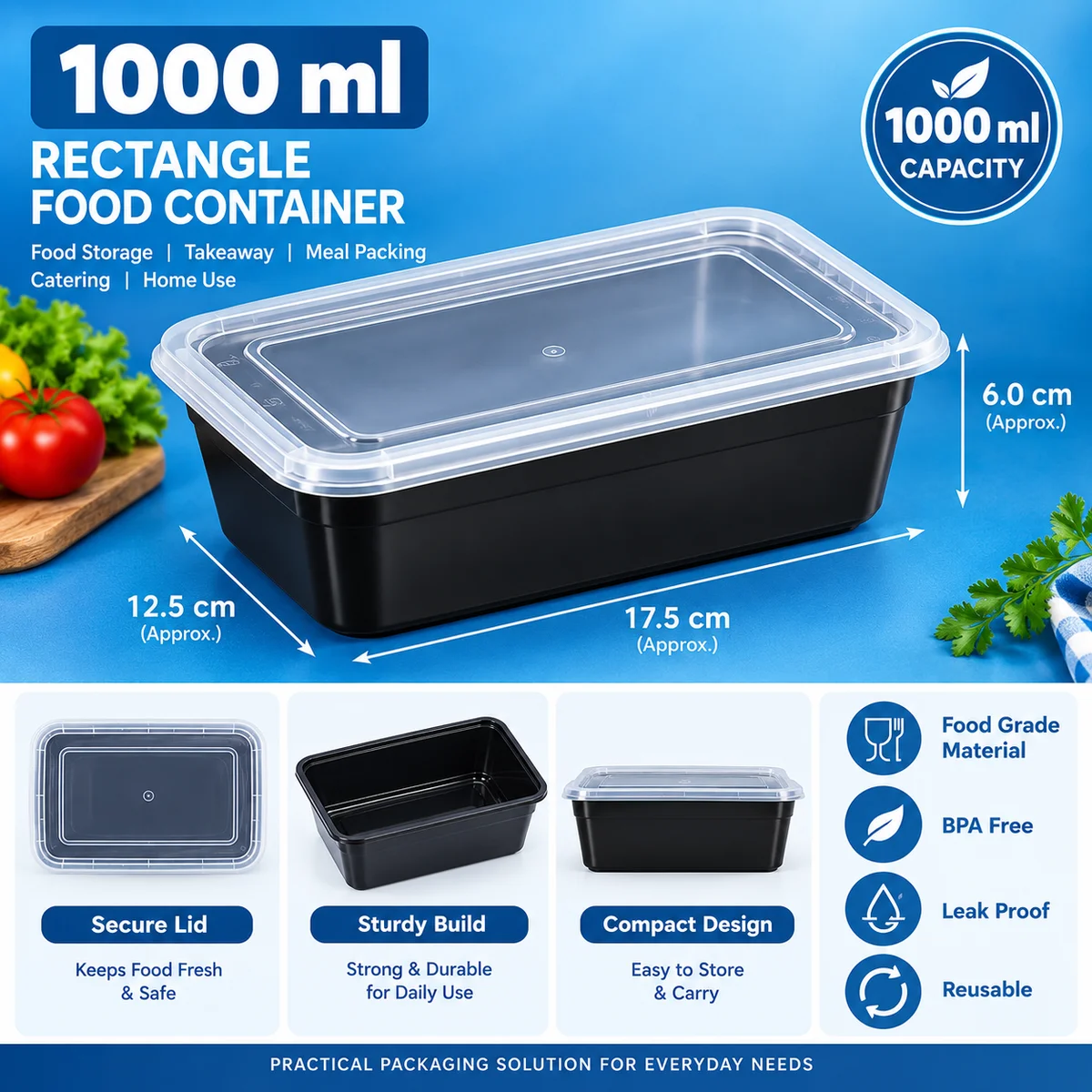 1000 ml Rectangle container