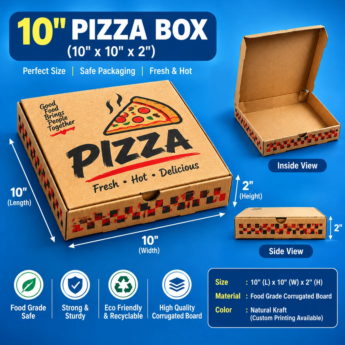10" Pizza Box 10x10 inch x50 pcs