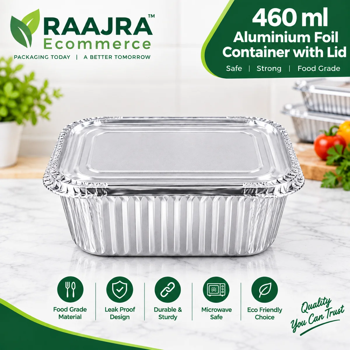 460 ml Aluminium foil container with lid