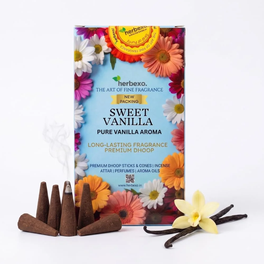 herbexo sweet vanilla aroma dhoop cones