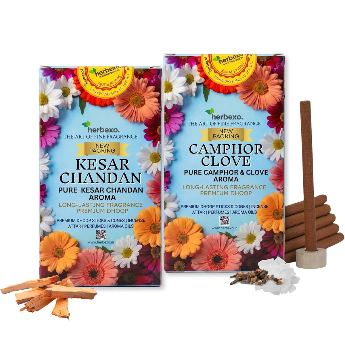 Camphor Clove & Kesar Chandan Dhoop Sticks Combo Pack