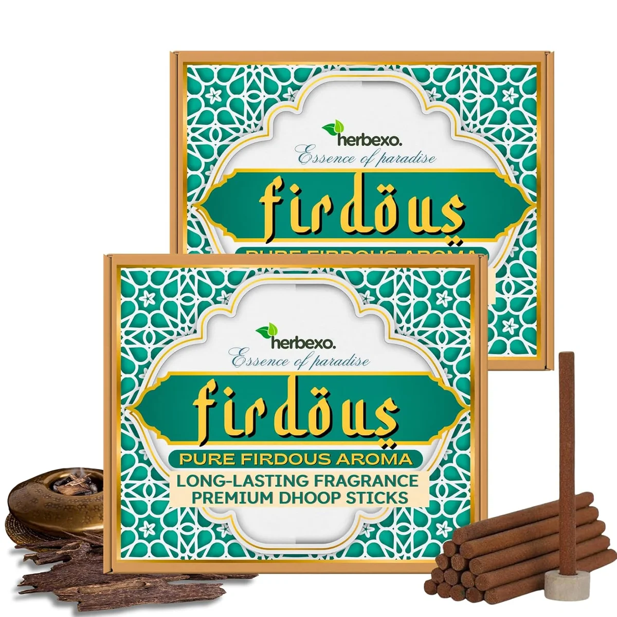Firdous Dhoop Sticks | A Garden of Paradise Scent with Pure Attar | Fresh, Floral & Musky Aroma for Pooja, Meditation, and Positivity | Charcoal Free Herbal Dhoop Sticks
