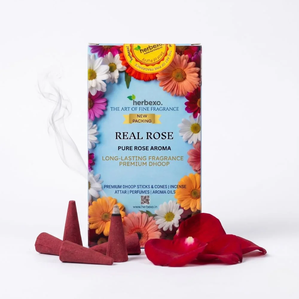 herbexo real rose herbal dhoop cones