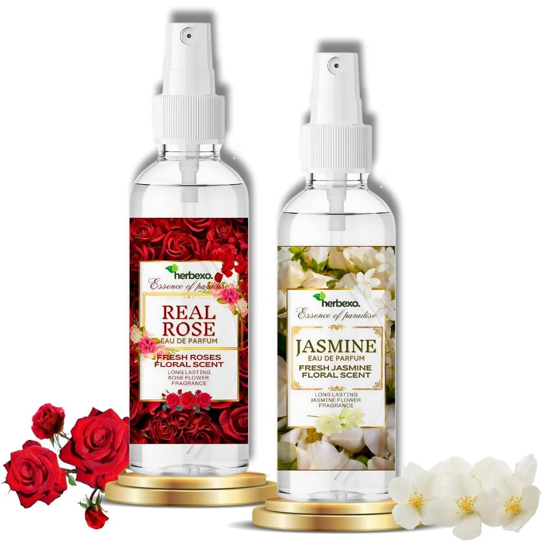 herbexo jasmine perfume and real rose perfume combo gift pack