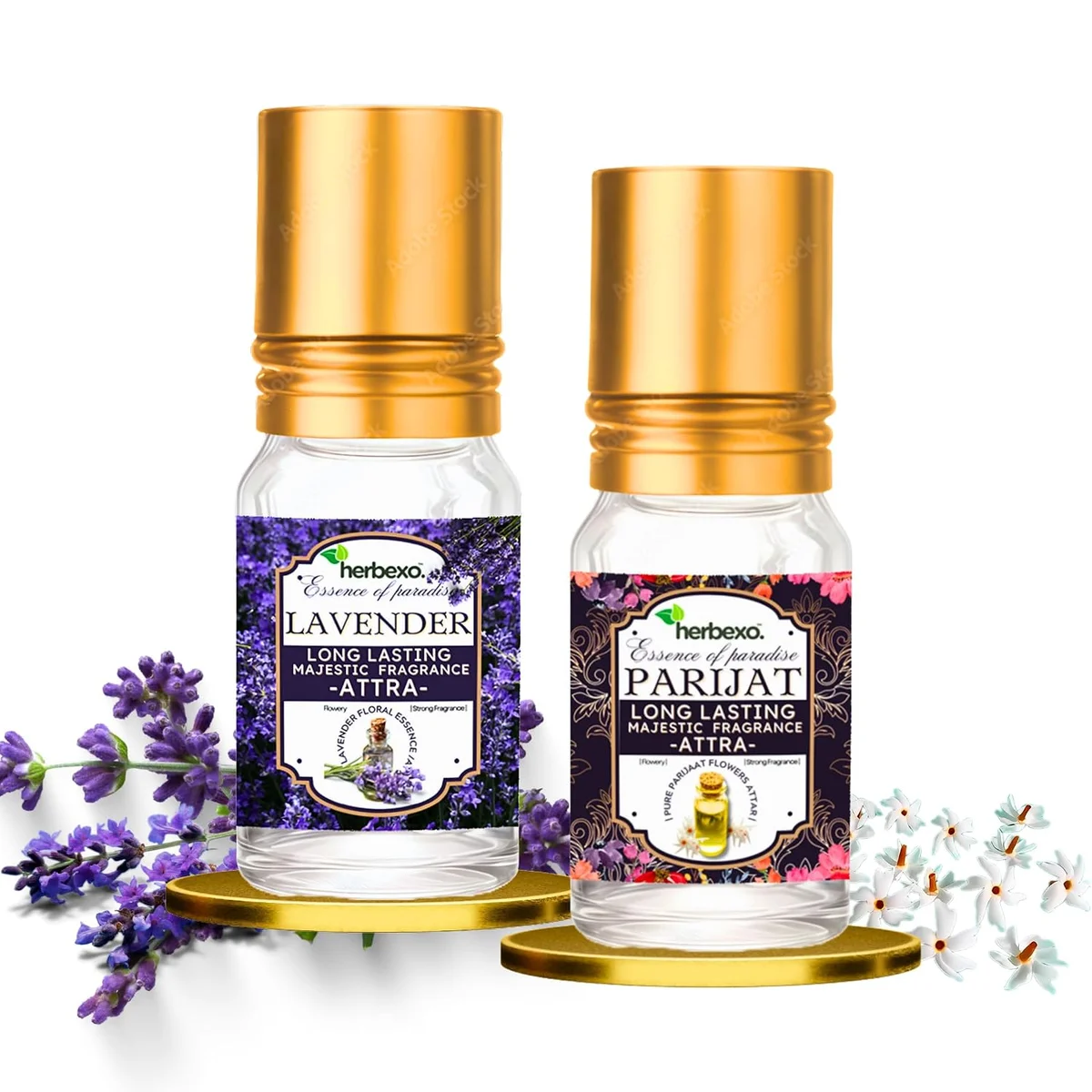 herbexo parijat attar and lavender attar gift pack