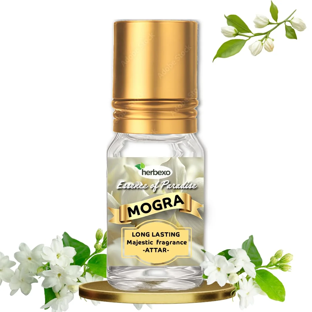 Pure Mogra Attar 6ml | Natural Jasmine Sambac Ittar Perfume | Long-Lasting Alcohol-Free Floral Fragrance | Calming Aromatic Scent for Pooja