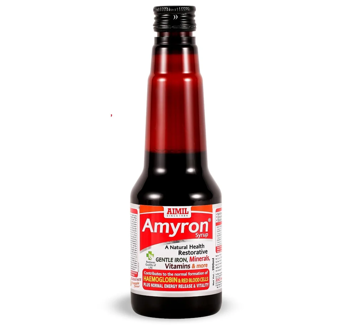 AIMIL Amyron Syrup – 200ml | Ayurvedic Iron Supplement for Men & Women (Pack of 1)
