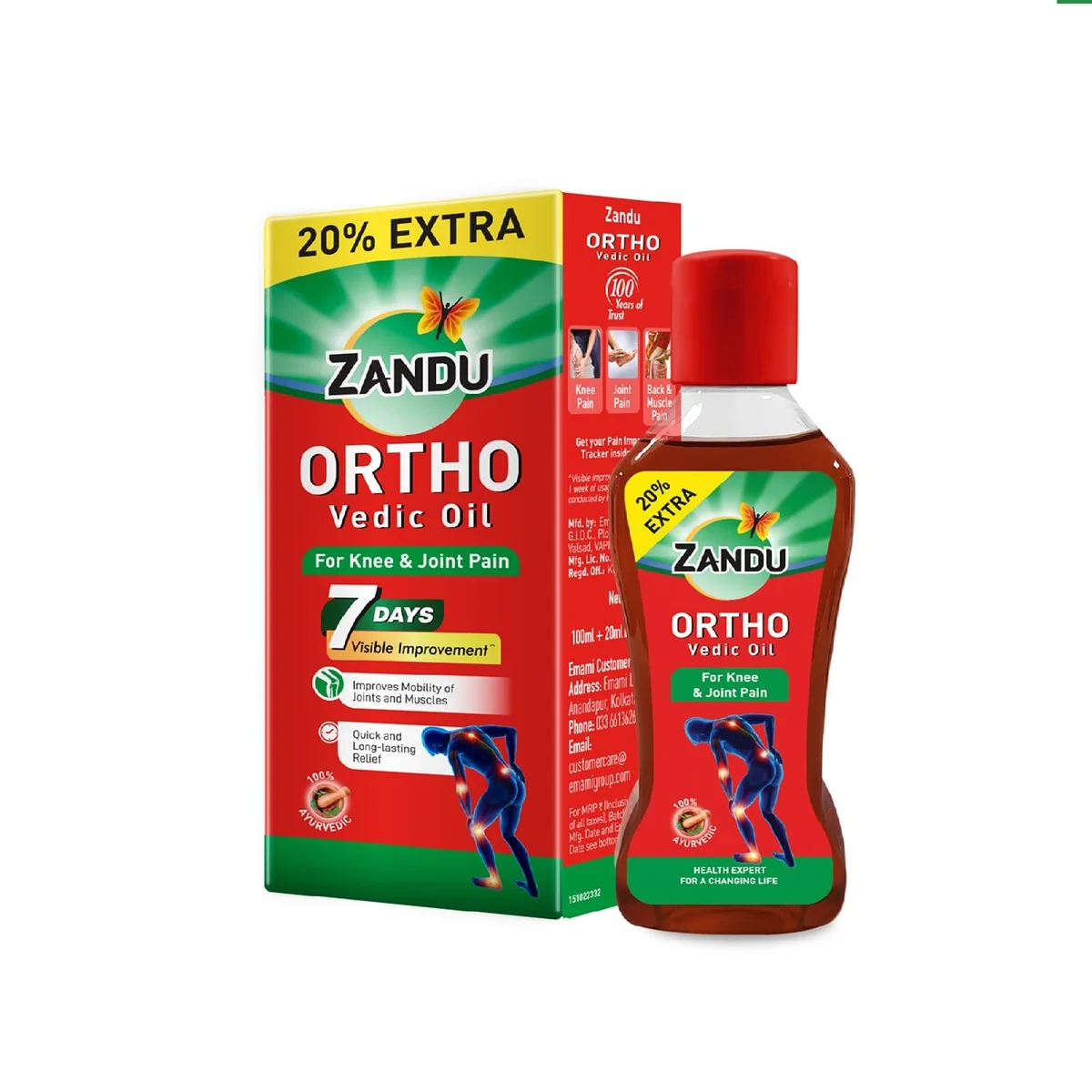 Zandu Ortho Vedic Oil - 120ml | Ayurvedic Oil for Relief from Knee and Joint Pain,Muscle Pain, Osteoarthritis Visible Improvement in 7 days