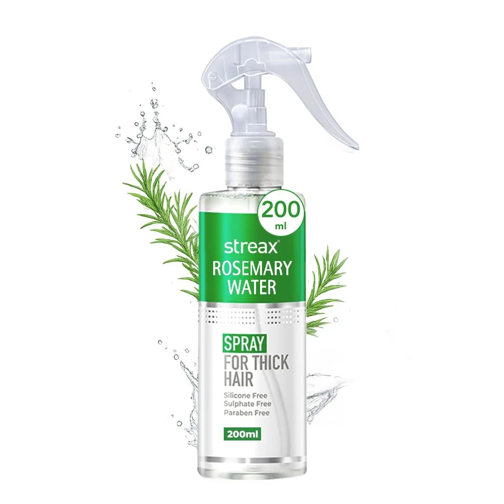 Streax Rosemary Hair Spray - 200ml , 100% Natural & Nourishes Scalp & Stimulates Roots , Non-Sticky , Rosemary Water Spray for Hair Growth