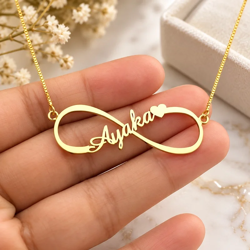 Gold Plated Infinity Single Name Necklace