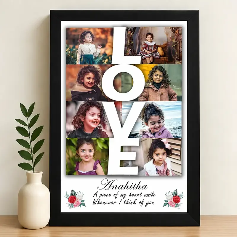 IGIFTZI LOVE Story Personalized Photo Collage Frame with Name | Custom Memory Wall Frame