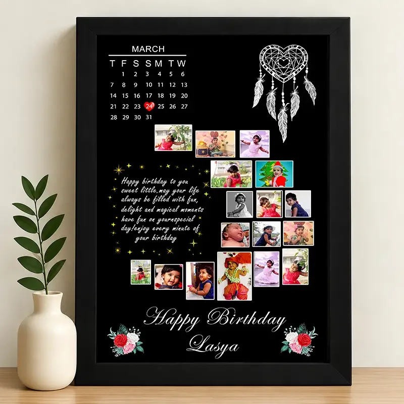 IGIFTZI Birthday Memories Mosaic Photo Frame with Special Date | Personalized Photo Collage Wall Frame