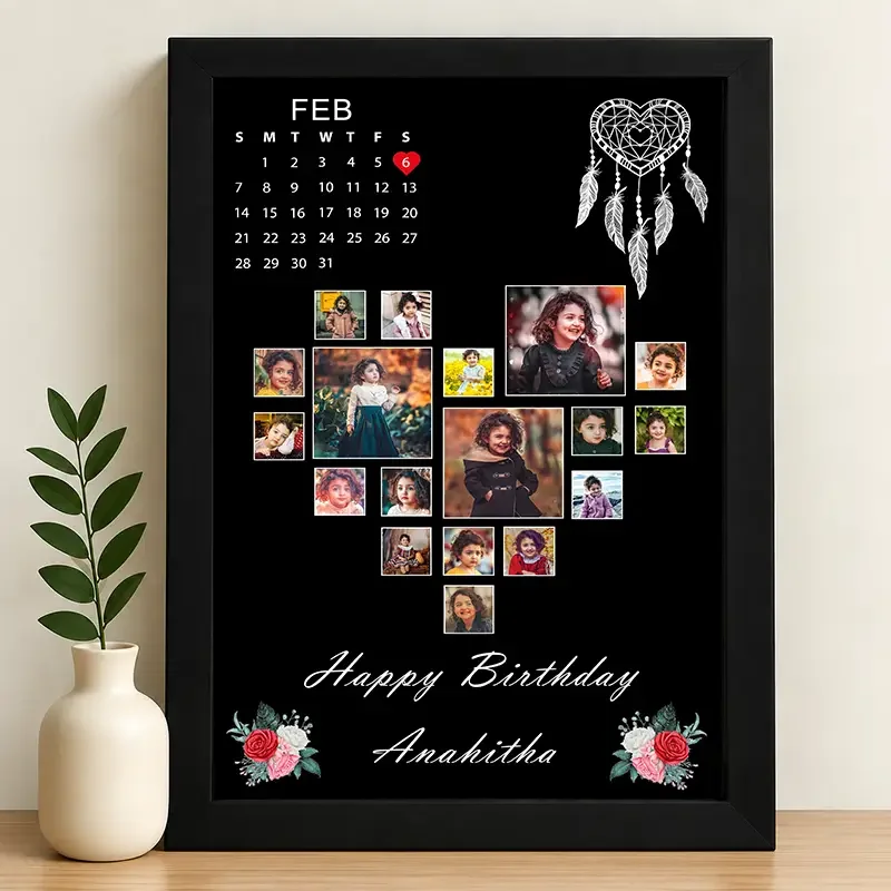 IGIFTZI Heart of Memories Birthday Photo Collage Frame with Name & Special Date