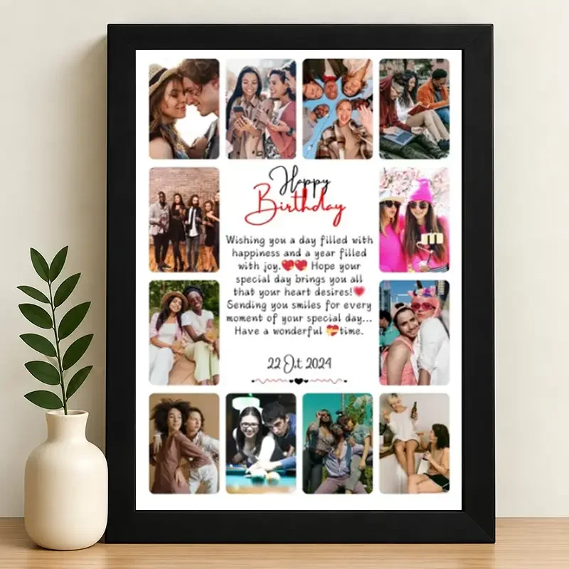 IGIFTZI Birthday Wishes Memory Grid Photo Frame | Personalized Multi Photo Friendship Gift