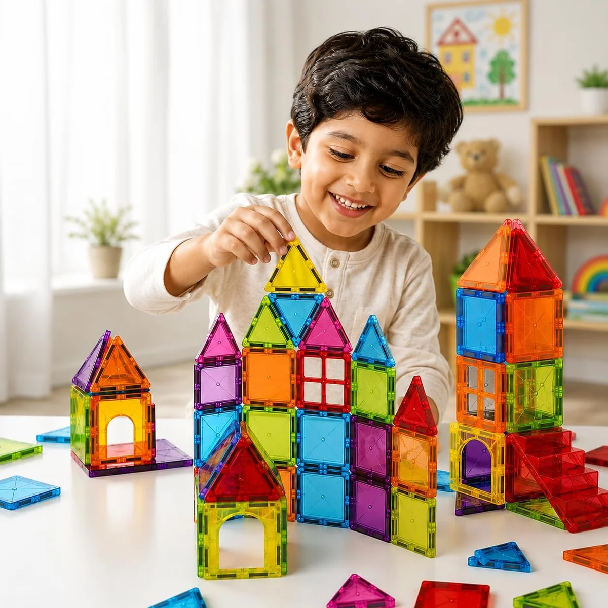 Toyly World™ Mini Magnetic Tiles Building Set for Kids 3+ | 26-Piece STEM Construction Toy with Travel Tin 6