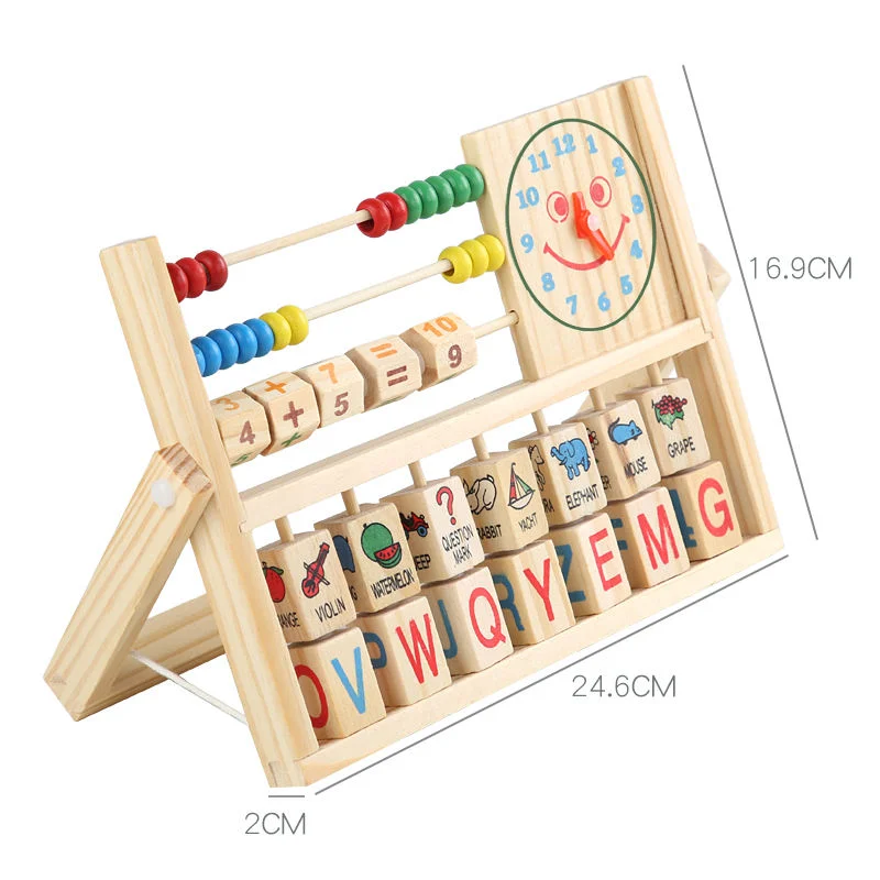 Toyly World™ Wooden 4-in-1 Educational Learning Frame for Kids | Abacus, Clock, Alphabet & Math Learning Toy 8