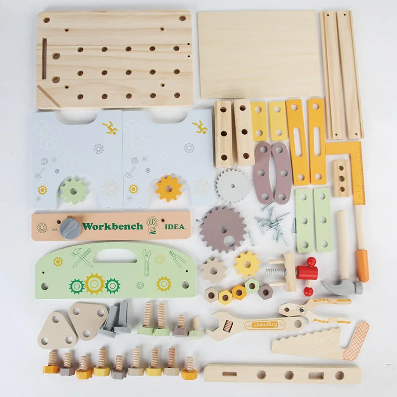 Toyly World™ Wooden Toy Workbench & Tool Set for Kids 4–6 Years | Pretend Play Construction Workshop 9