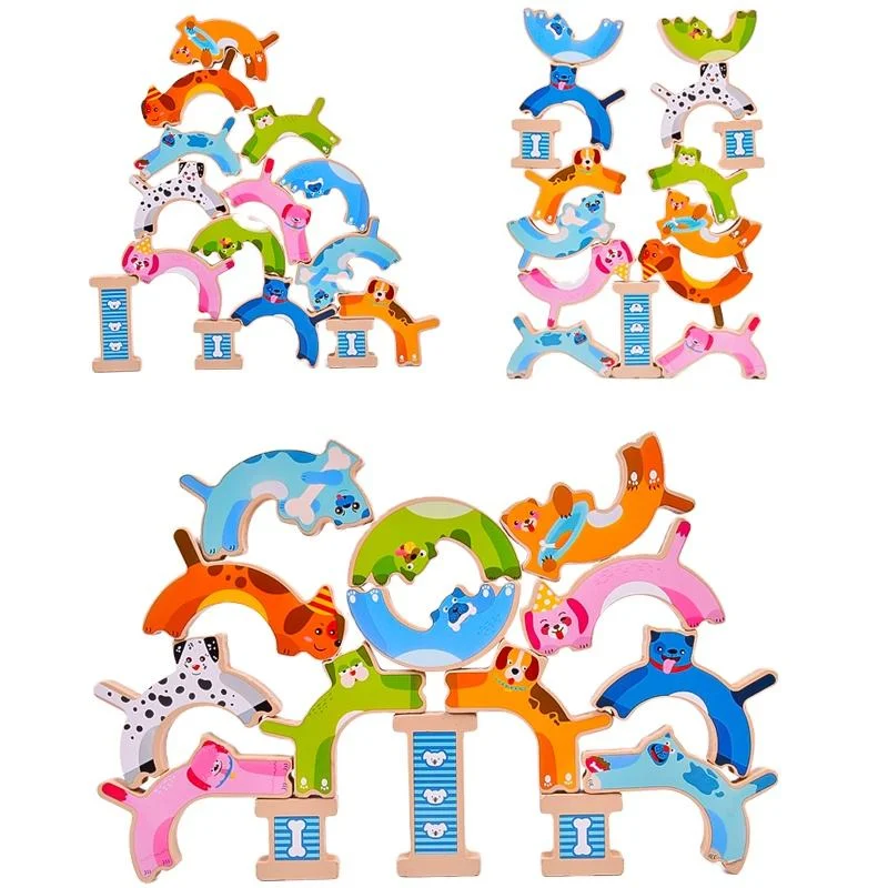 Toyly World™ Wooden Animal Balancing & Stacking Blocks Set | Montessori Educational Building Toy for Kids 2