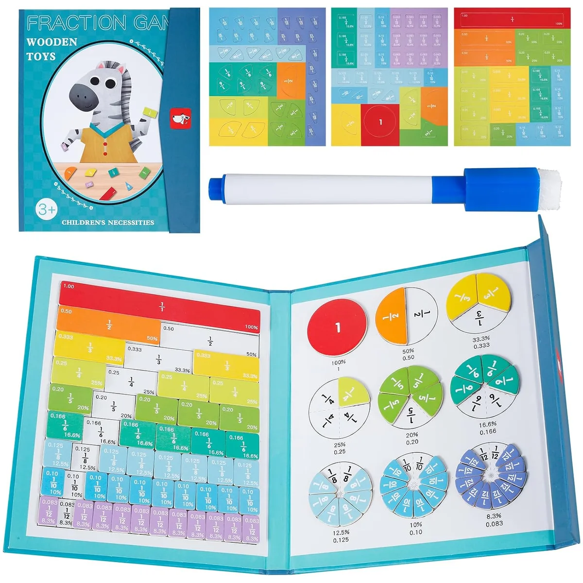 Toyly World™ Magnetic Fraction Tiles & Circles Set for Kids | Montessori Maths Learning Manipulatives