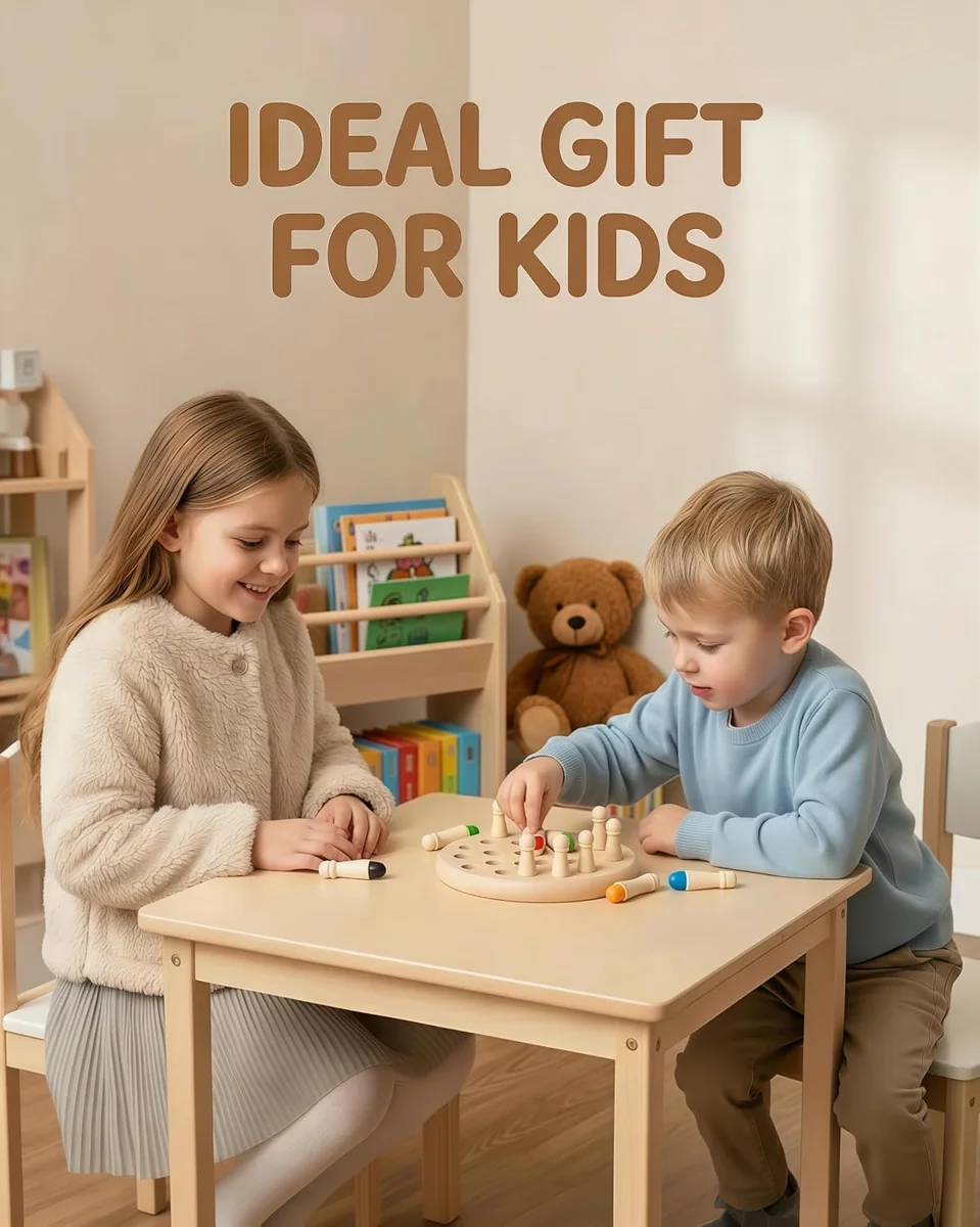 Wooden Memory Chess Matching Game — Family Board Games for Kids and Adults 6