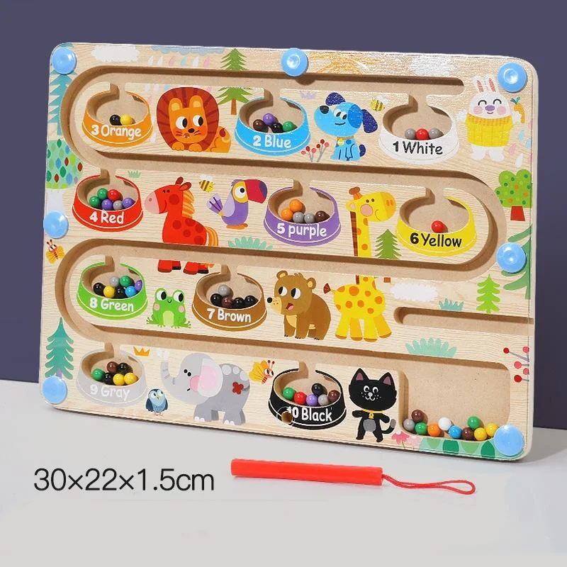 Toyly World™ Magnetic Colour & Number Maze Bead Board for Kids | Animal Matching & Counting Educational Toy 2
