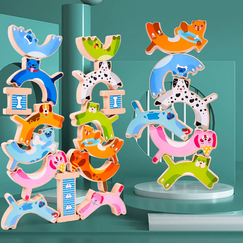 Toyly World™ Wooden Animal Balancing & Stacking Blocks Set | Montessori Educational Building Toy for Kids 4