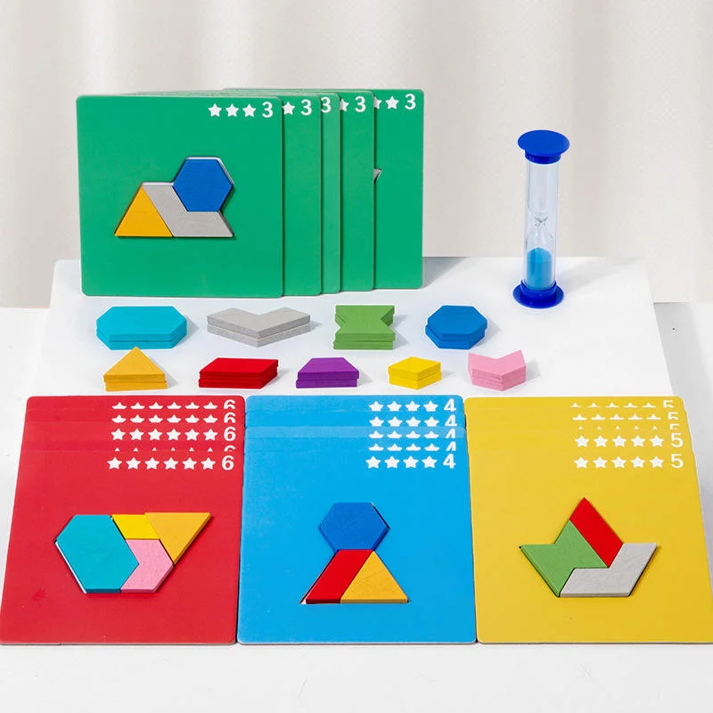Toyly World™ Wooden Geometric Shape Puzzle for Kids 3+ | Pattern Matching, Tangram & Quick Hands Educational Learning Game 4