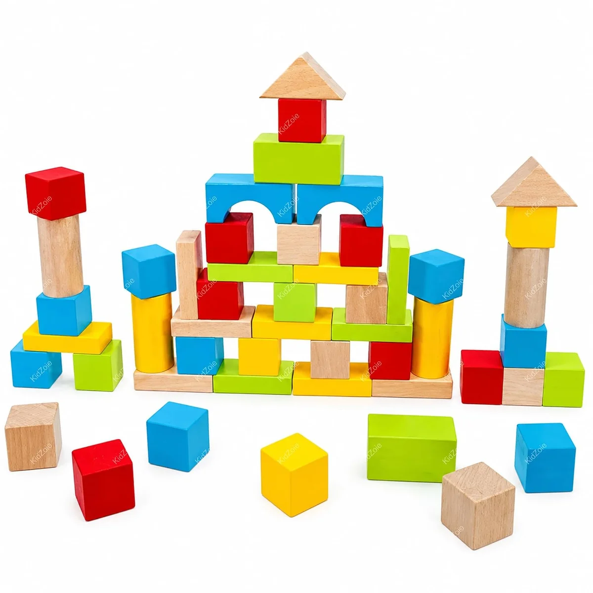 Toyly World™ Wooden Puzzle Building Blocks Set for Kids 3+ | 50-Piece Colourful Construction & Stacking Toy 2