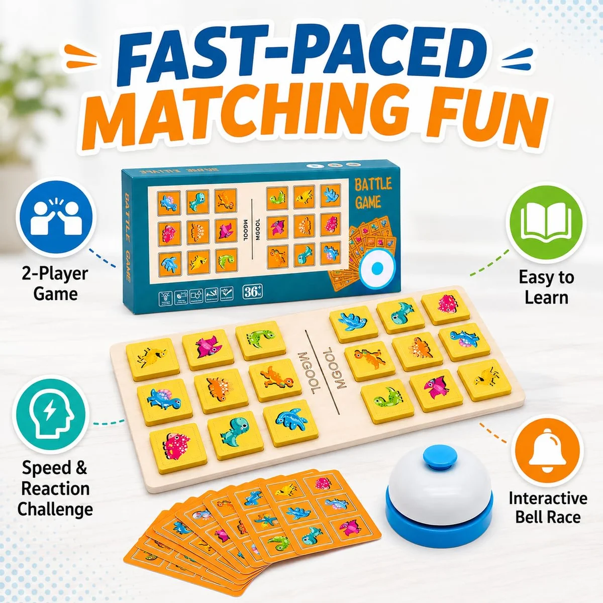Toyly World™ Dinosaur Battle Memory Game for Kids 3+ | Dinosaur Matching Cards & Cognitive Learning Board Game 8