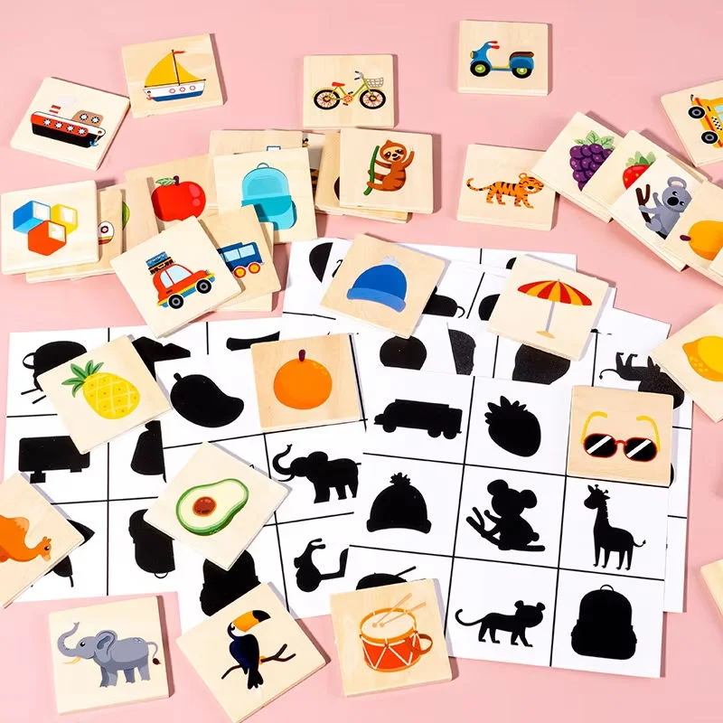 Toyly World™ Wooden Memory Matching Puzzle Game for Kids 2+ | Animal & Object Matching Tiles | Montessori Educational Toy