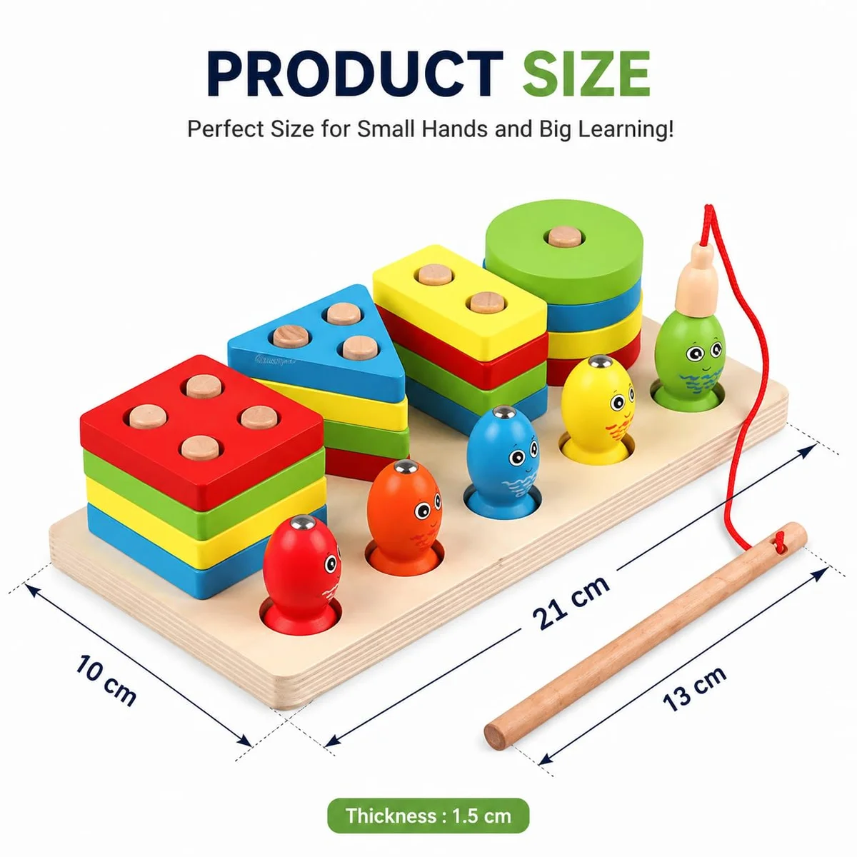 Toyly World™ Wooden Magnetic Fishing & Shape Sorting Toy for Kids | Montessori Educational Learning Game 2