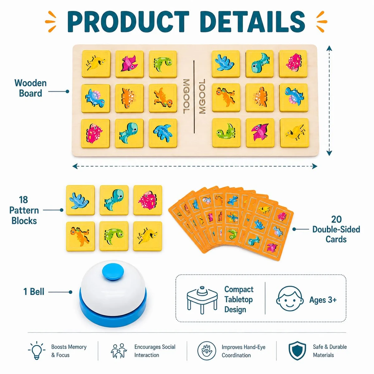 Toyly World™ Dinosaur Battle Memory Game for Kids 3+ | Dinosaur Matching Cards & Cognitive Learning Board Game 6