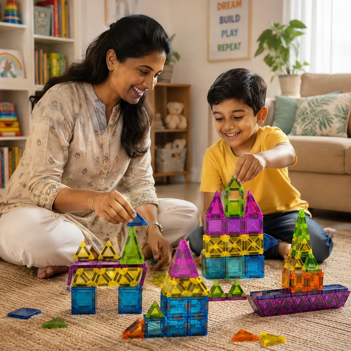 Toyly World™ Mini Magnetic Tiles Building Set for Kids 3+ | 26-Piece STEM Construction Toy with Travel Tin 3