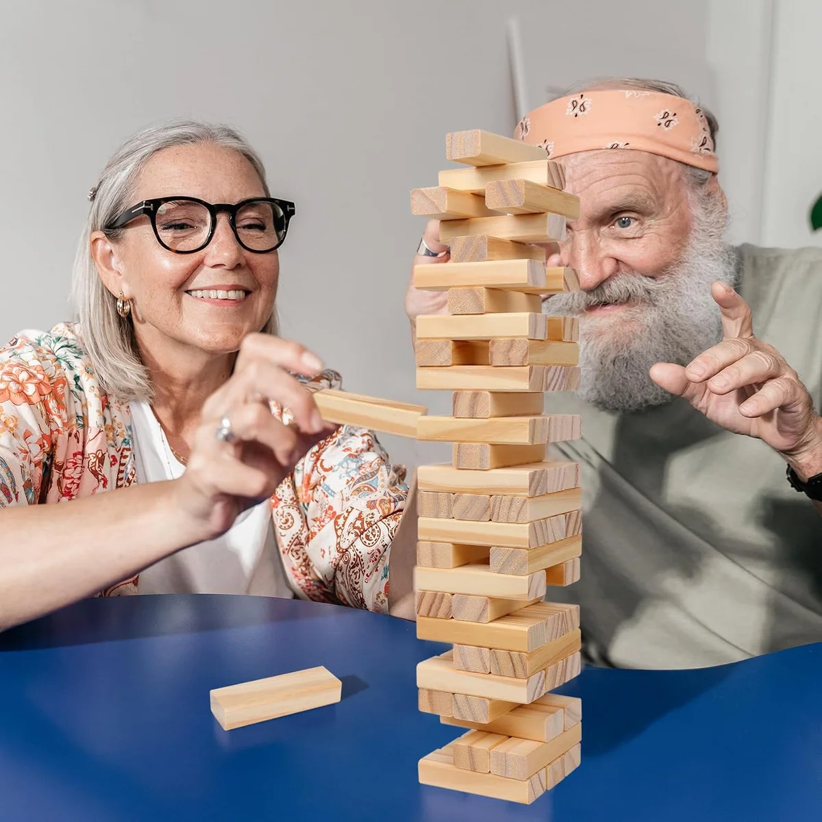 Tumble Tower Game for Kids and Adults, 54pcs Wooden Board Stacking Game for Family Game Night Classic Game,Mini Version 6